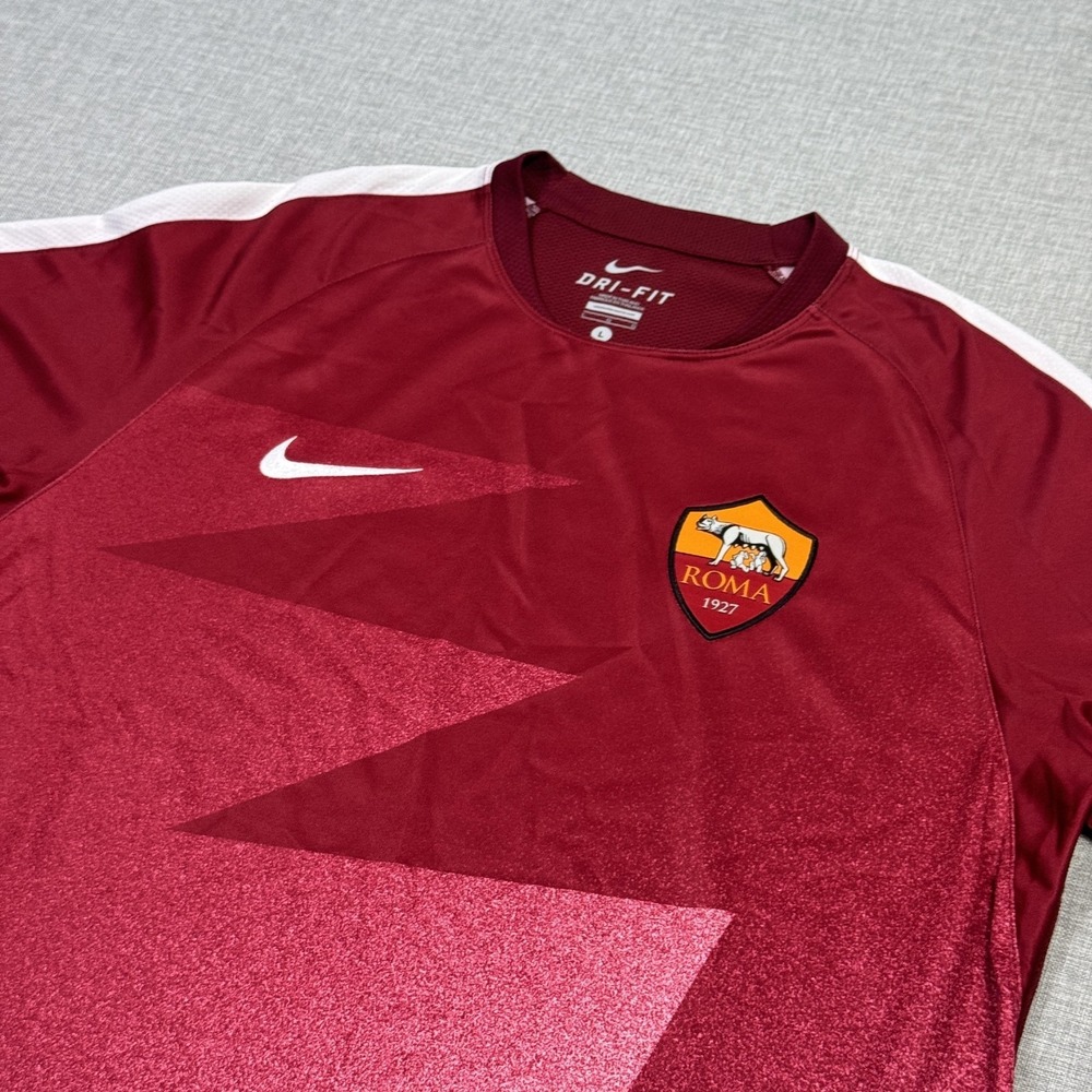 Nike AS Roma Dri-FIT Home Soccer Jersey Mens Large Red Short‎ Sleeve Authentic